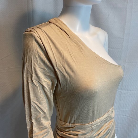 Te Amo One Shoulder Ruched Waist Bodysuit - Sand Size Med RefFNB3‎ - Picture 8 of 12